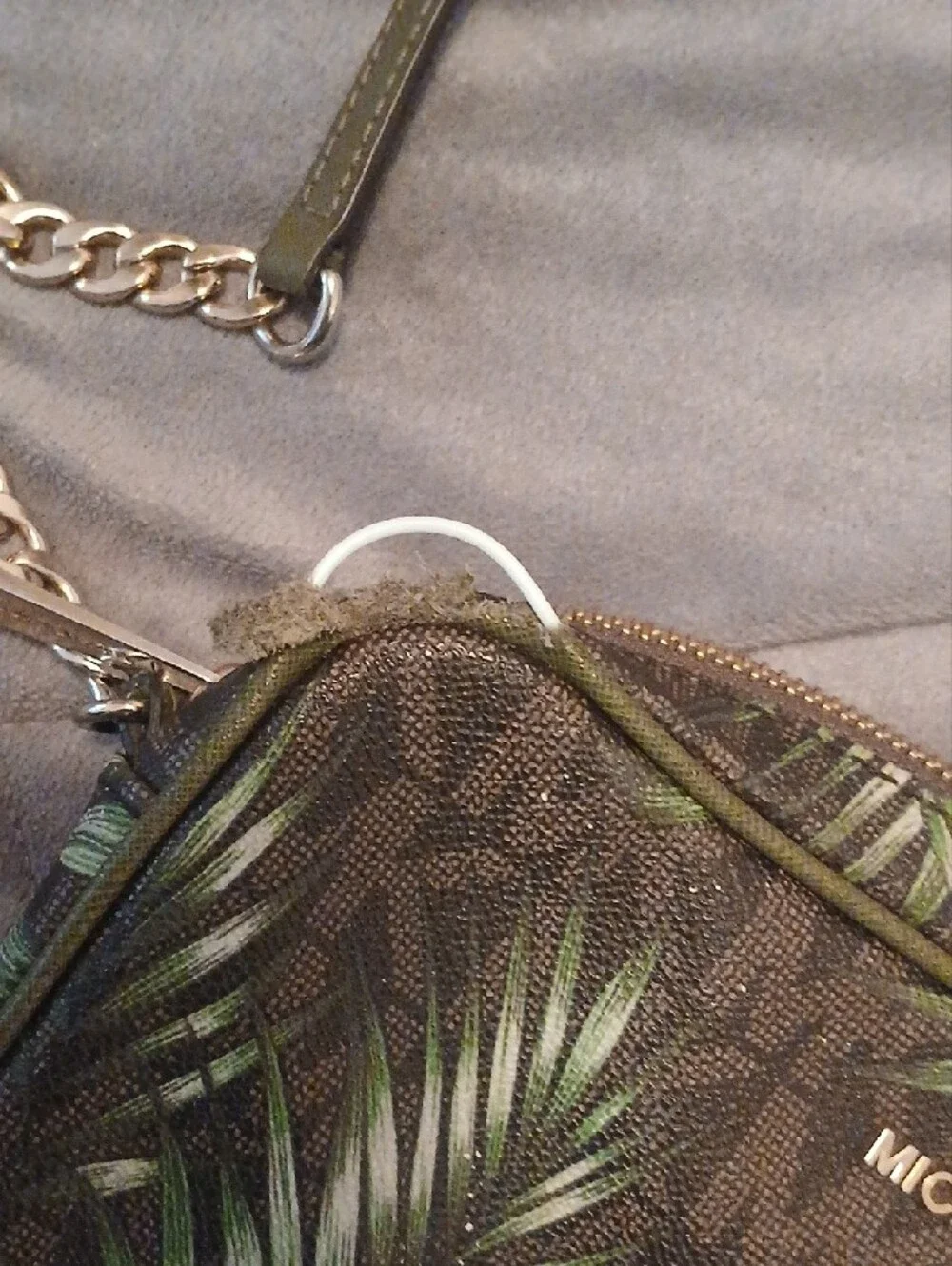 Michael Kors Green Palm-Print Crossbody Bag